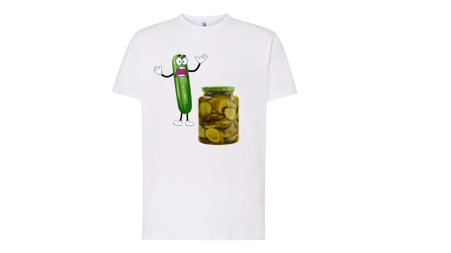 T- shirt stampa cetriolo spaventato