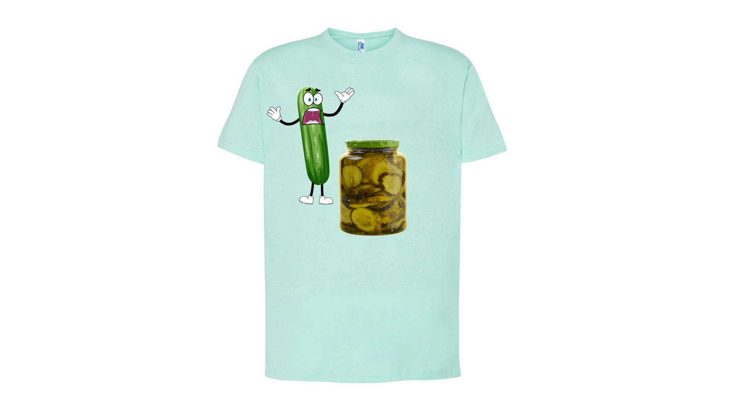 T- shirt stampa cetriolo spaventato