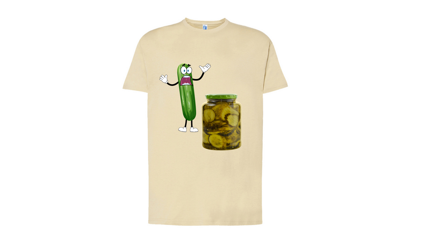 T- shirt stampa cetriolo spaventato