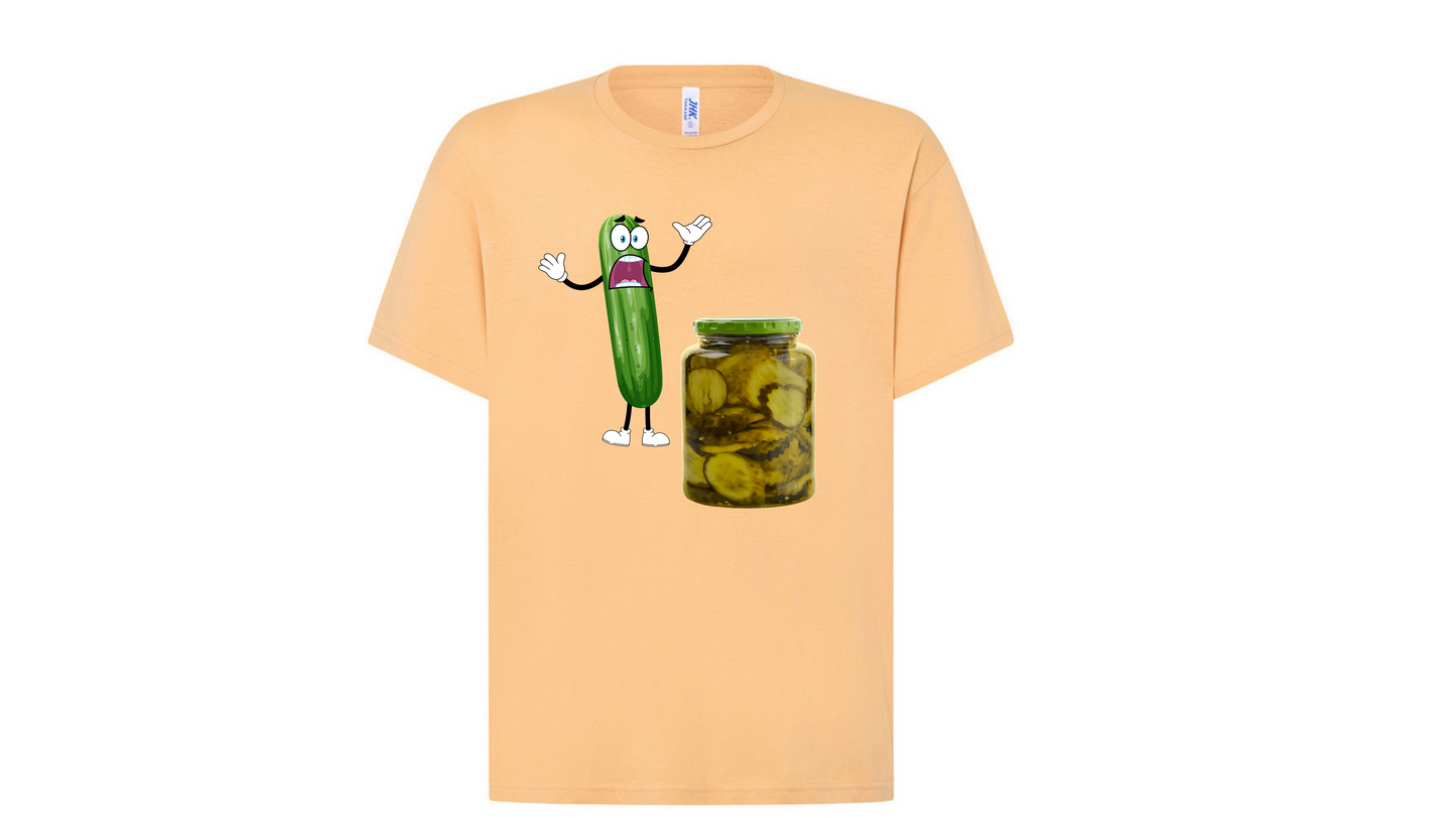 T- shirt stampa cetriolo spaventato