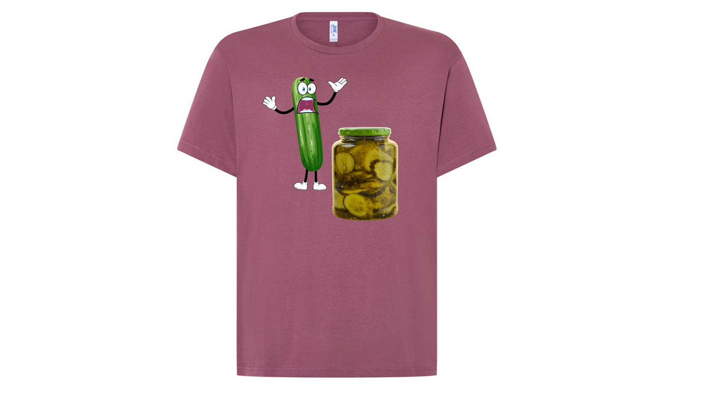 T- shirt stampa cetriolo spaventato