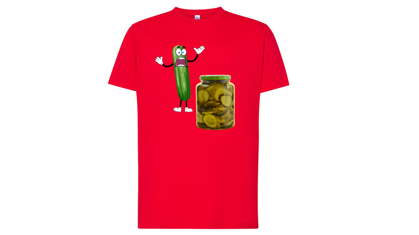 T- shirt stampa cetriolo spaventato
