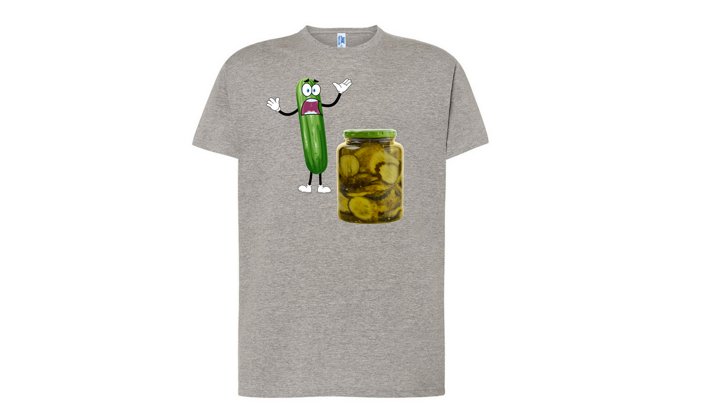 T- shirt stampa cetriolo spaventato