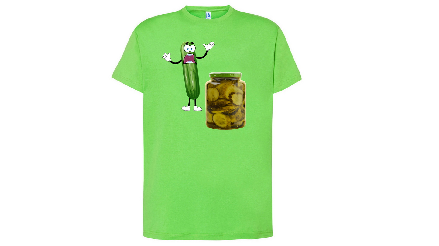 T- shirt stampa cetriolo spaventato