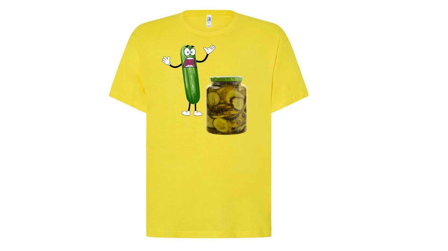 T- shirt stampa cetriolo spaventato
