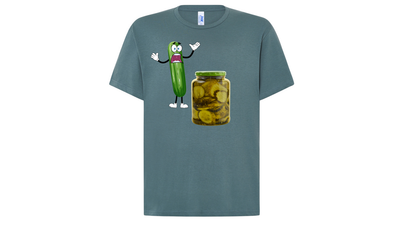 T- shirt  stampa cetriolo spaventato